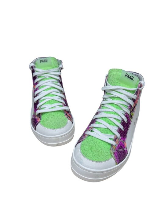 P448 Shoes - NWOB P448 S24 Skate Snake Vibrant Green Pink Women's High Top Sneakers, Size 38